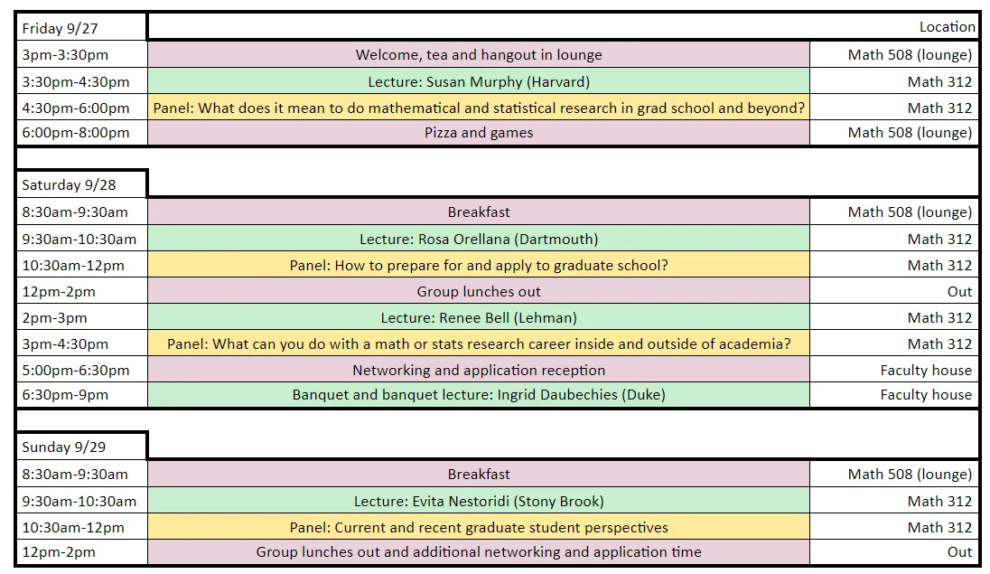 Schedule of Events